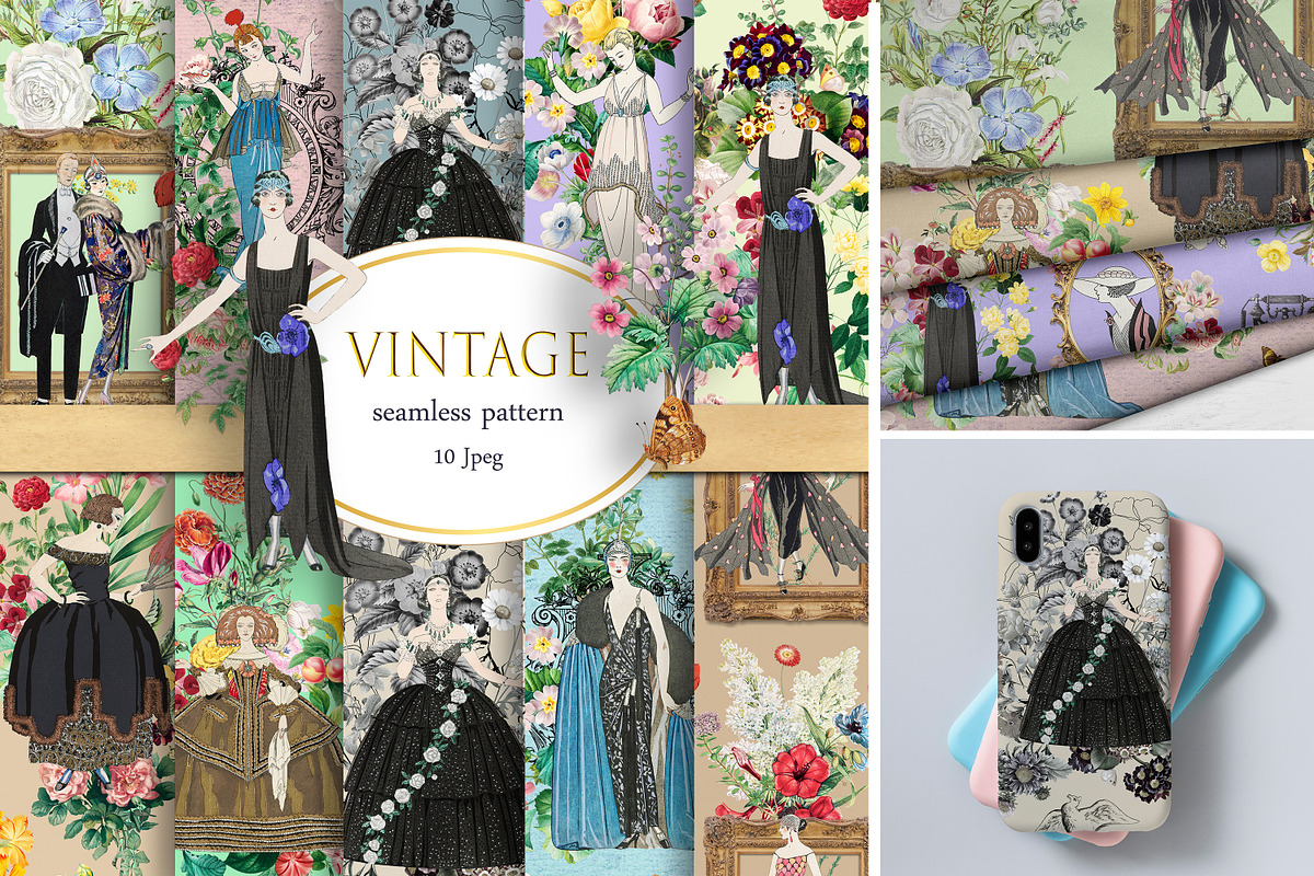 Ladies vintage, seamless pattern, a Pattern Graphic by NastiaDesignsPrints (Photo 1 of 8)