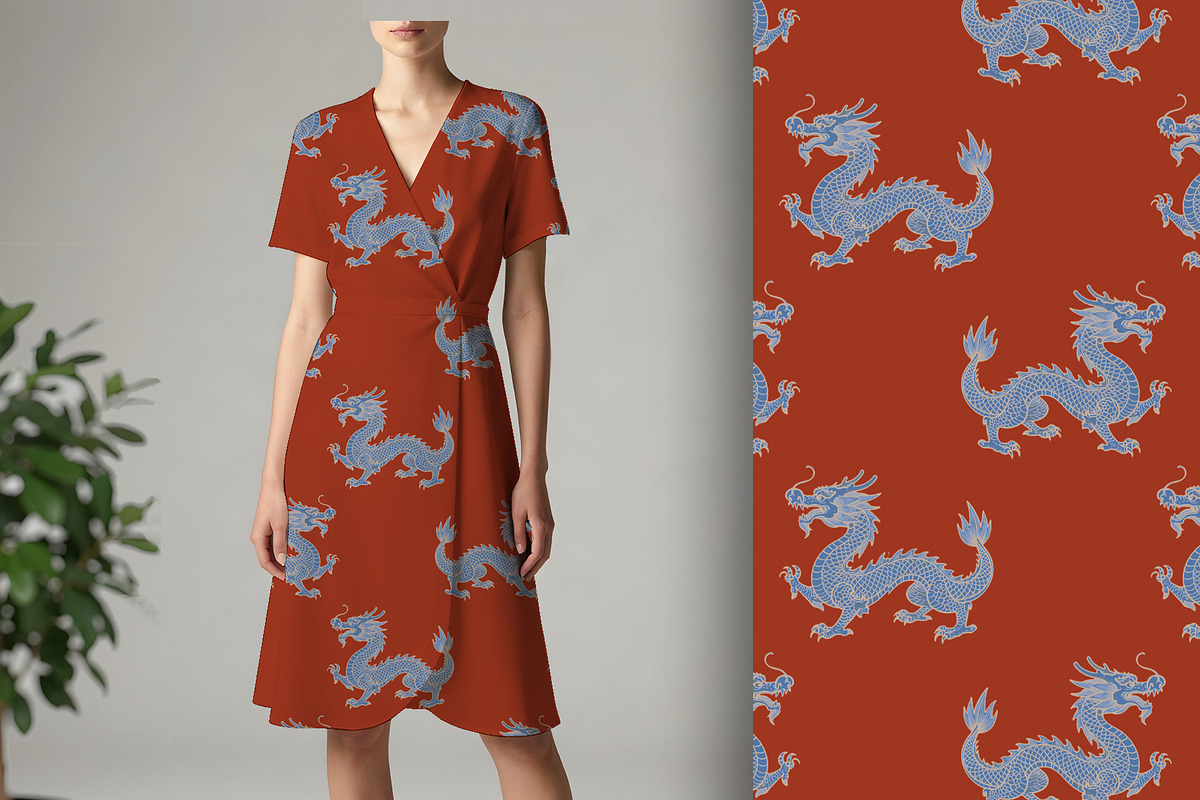 Asian Dragon Seamless Pattern, a Pattern Graphic by Sharon Schwalbe (Photo 1 of 6)
