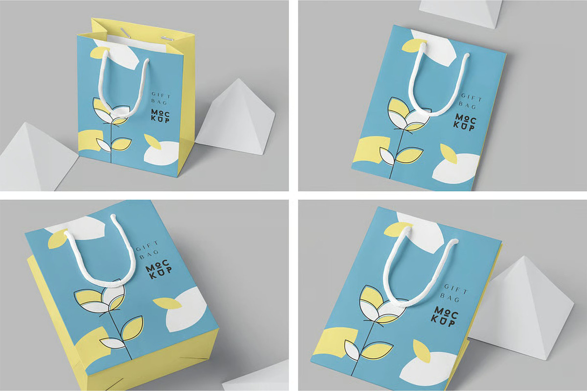Paper Gift Bag Mockups, a Packaging Mockup by megostudi0 (Photo 1 of 6)