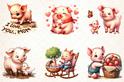 Pig Mothers Day Clipart, an Illustration by DreamCafeArt (Thumbnail 3 of 3)