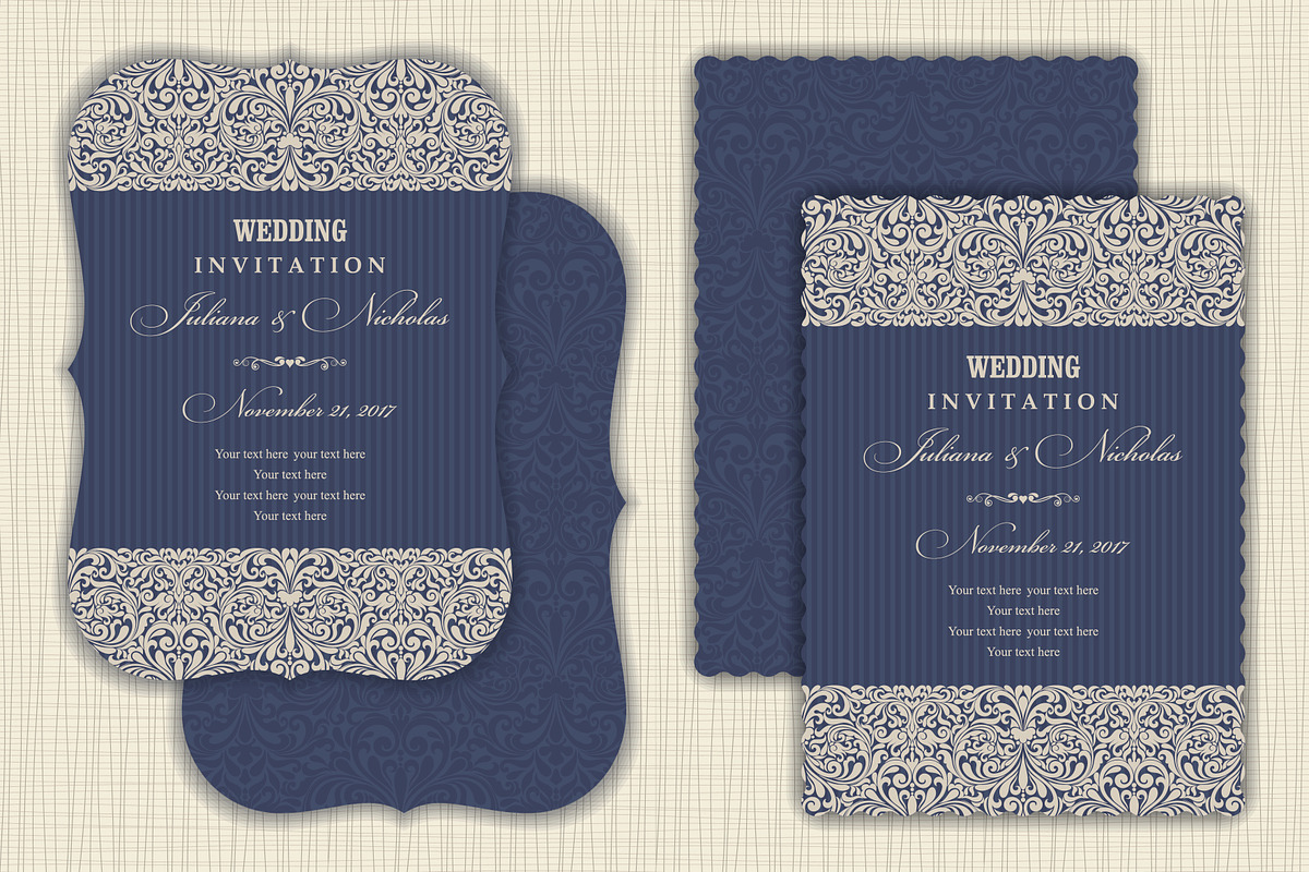 Wedding Set. Pattern and Invitation., a Card Template by NataLito (Photo 9 of 10)
