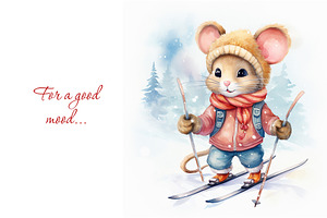 Cute Little Mouse In Winter Clothes