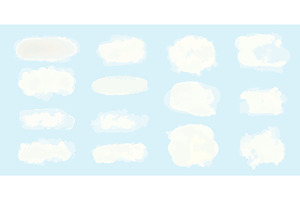 Watercolor cloudy color stains set, an Illustration by Tati_Kli