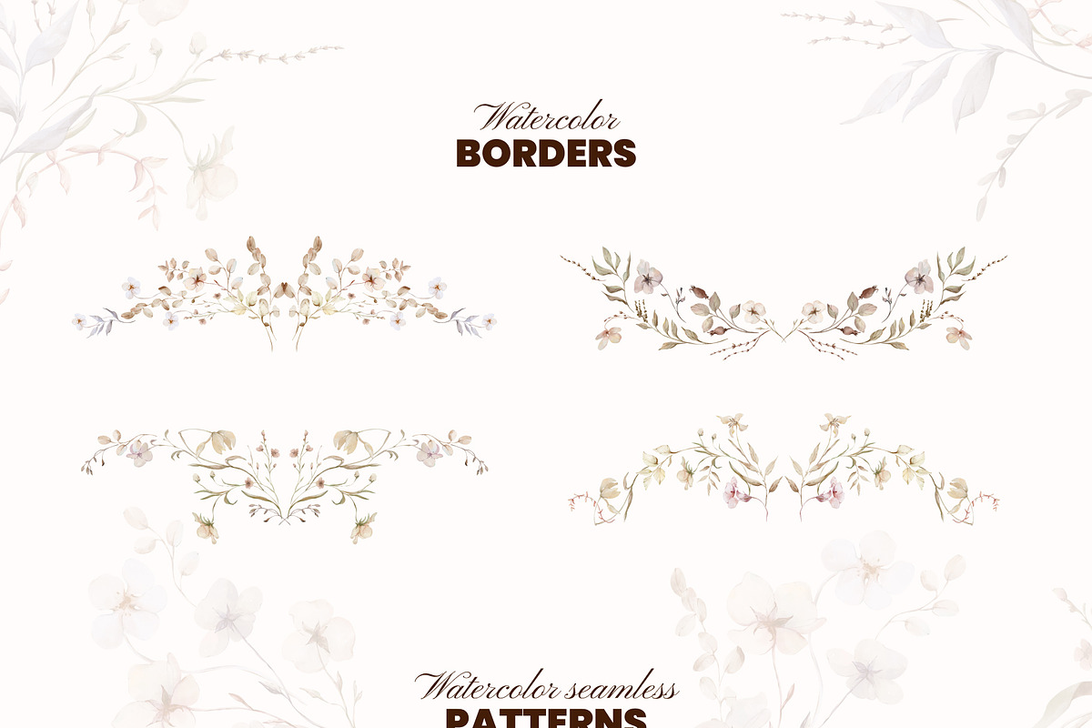 Neutral Botany Watercolor Clipart, a Decorative Illustration by Yuliia Lashevska (Photo 8 of 11)