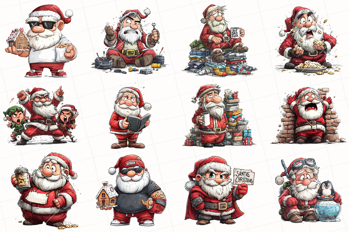 Christmas Funny Santa Clipart, an Illustration by OK Design (Photo 3 of 6)