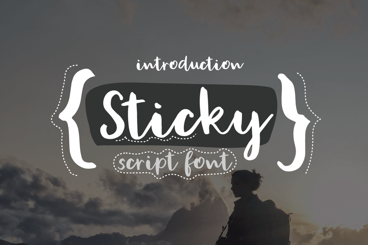 New! Sticky | script font