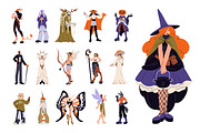 Halloween people set, banner, poster, a Person Illustration by PaperTrident (Thumbnail 1 of 14)