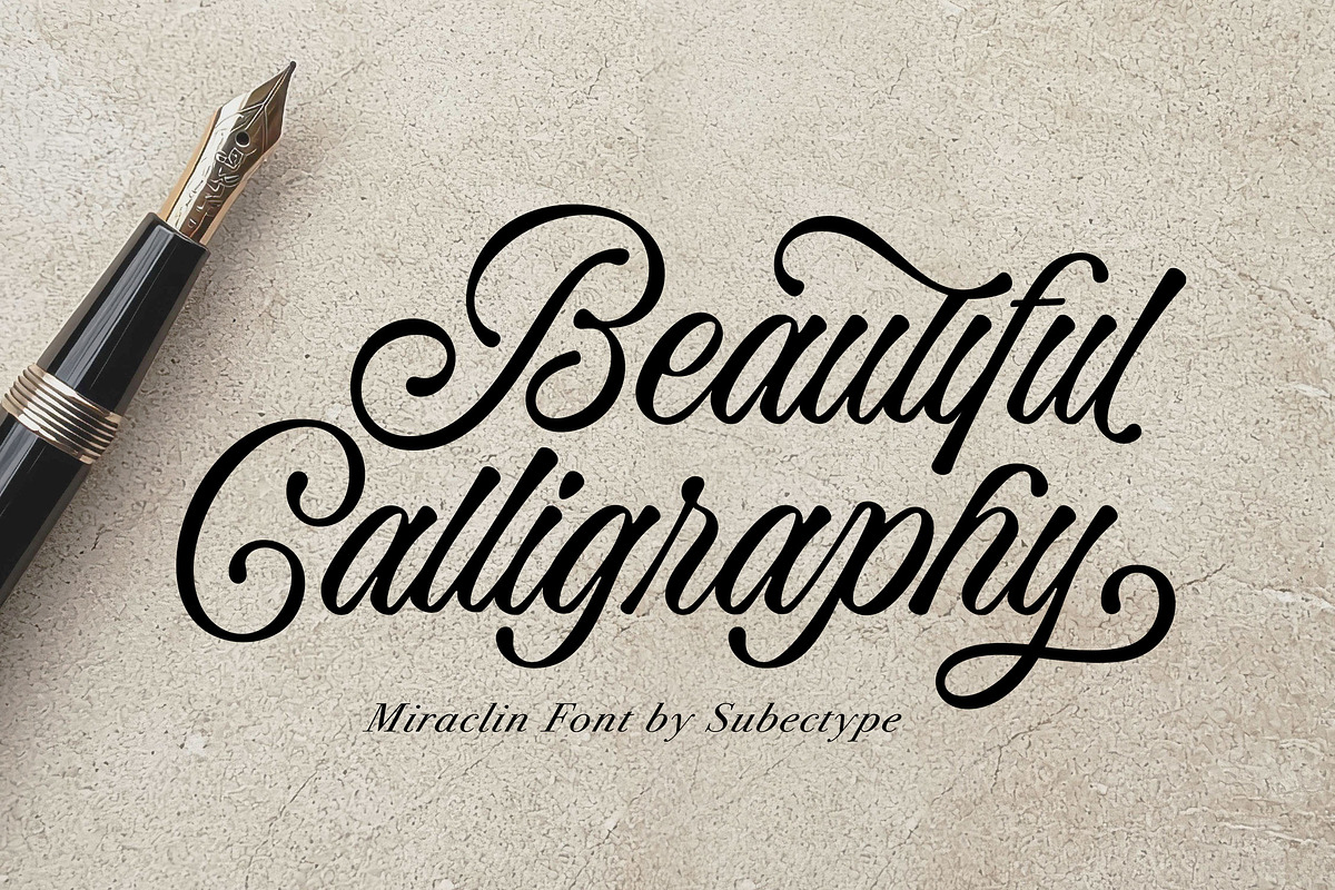 Miraclin - Beautiful Calligraphy Fon, a Script Font by Subectype Studio (Photo 2 of 7)