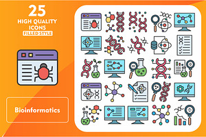 Bioinformatics 25 Line Filled Icons, an Icon by Pexelpy