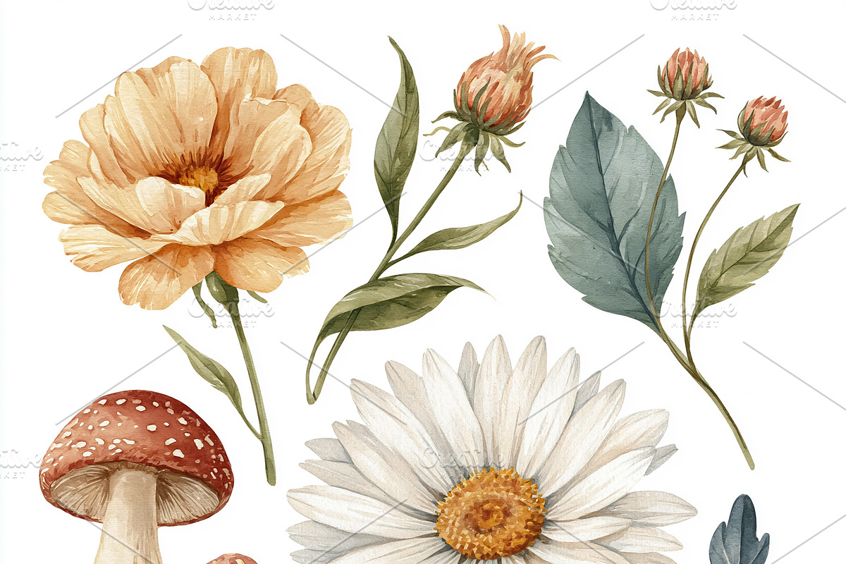 Cute hedgehog exploring autumn forest elements with flowers, lea, an Illustration by Studio ANNA