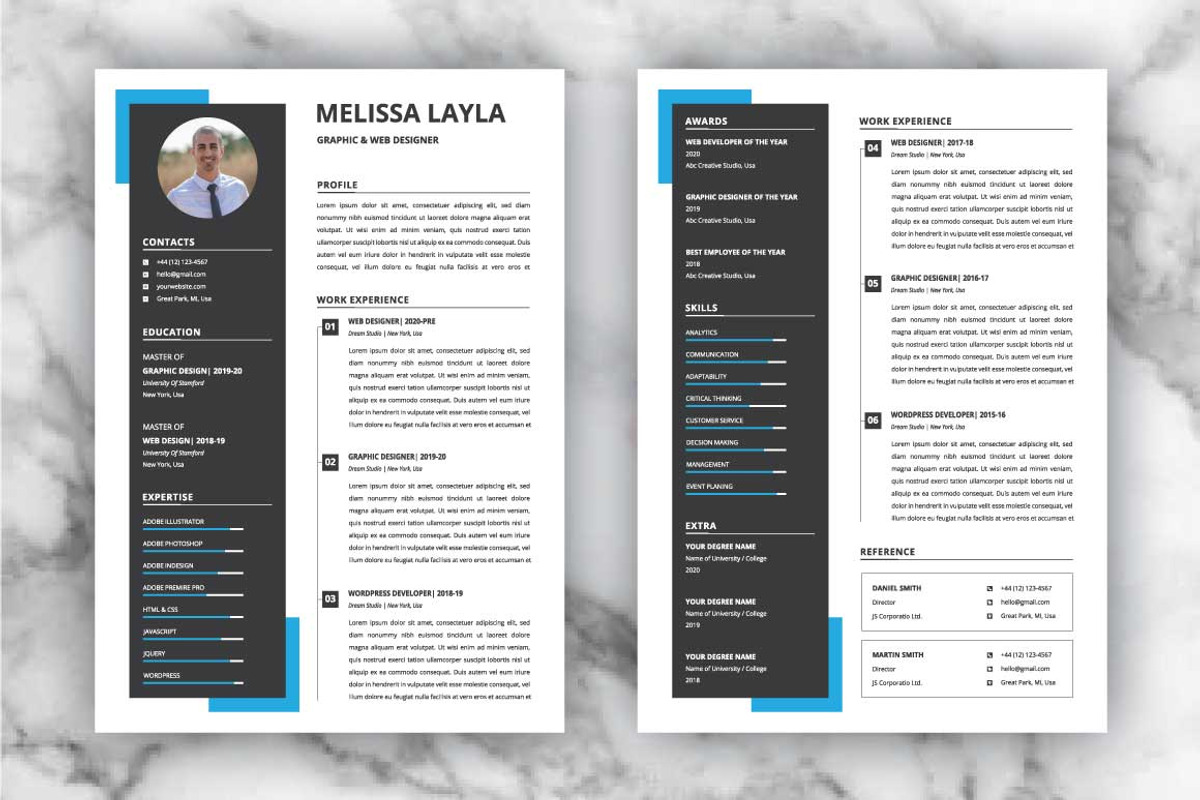Modern Resume / Cv Design Template, a Resume Template by Pixel Pro (Photo 2 of 3)