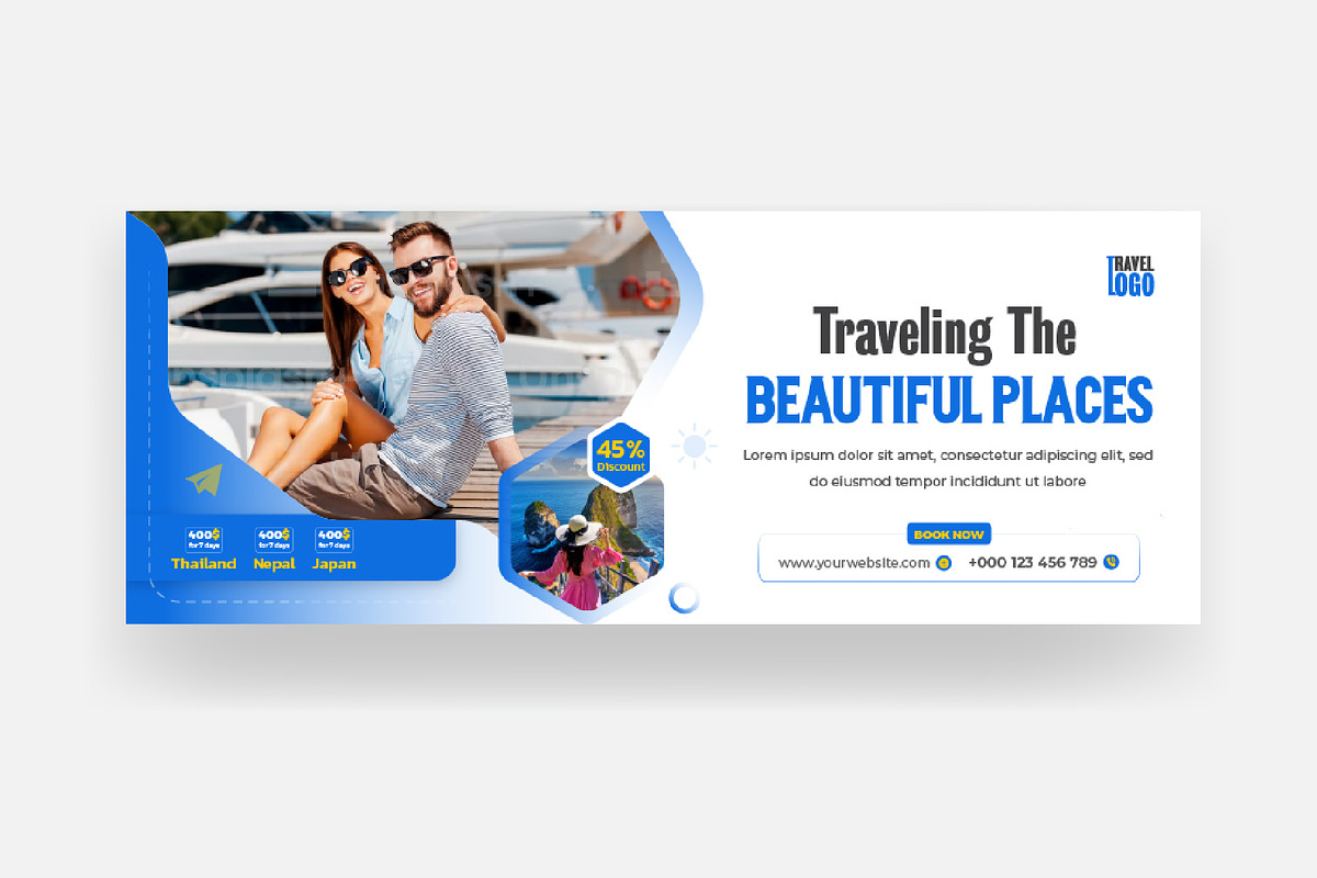 Holiday travel agency Facebook cover, a Social Media Template by Mk_Studio (Photo 6 of 10)