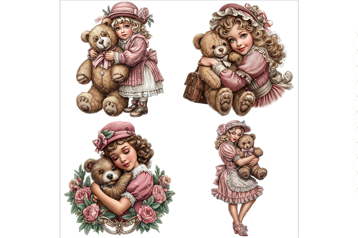 Girl With Teddy Bear Clipart PNG, a Person Illustration by Memories By Lea (Photo 4 of 20)