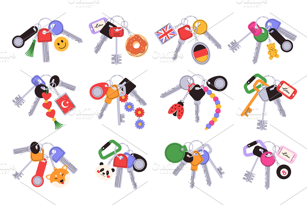 Home keys with cute keychains, an Object Illustration by winwin.art