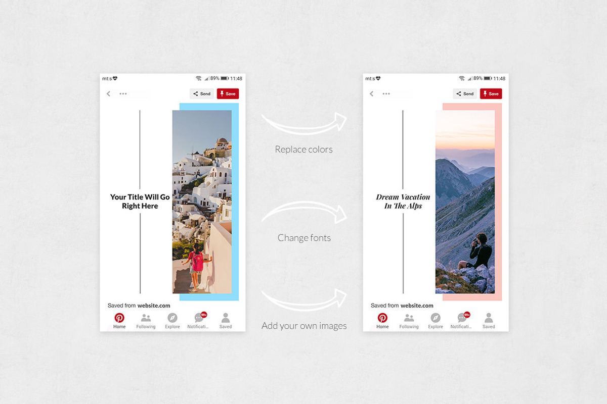 Travel Pinterest Posts, a Social Media Template by Social Corner Graphics (Photo 5 of 8)