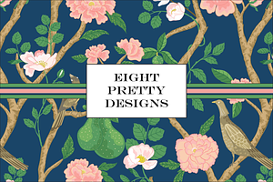 Chinoiserie Patterns Pink Blue Green