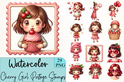 Cherry Girl Postage Stamps Sublimati, an Illustration by CrexoraLab (Thumbnail 5 of 5)