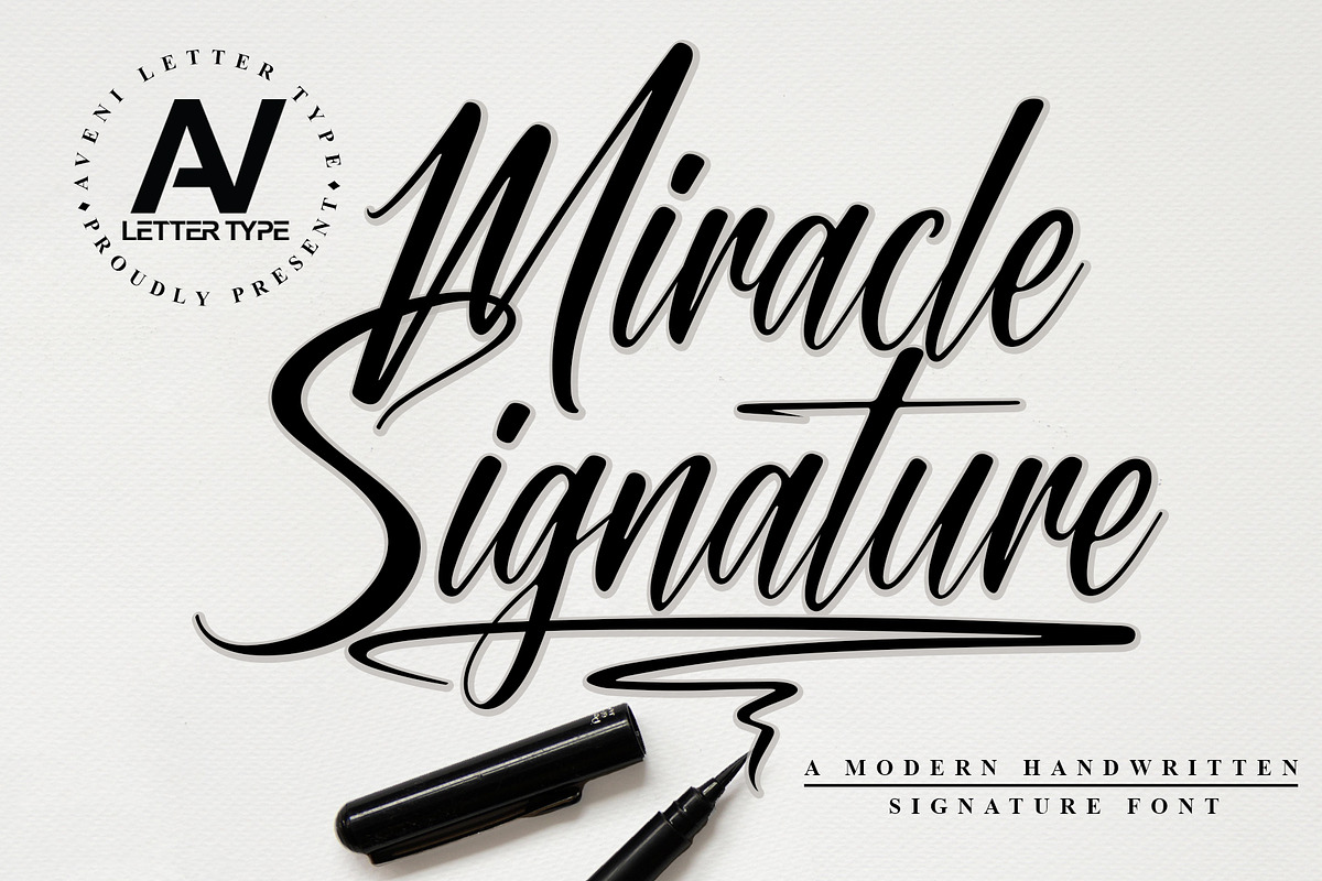Miracle Signature | Handwritten Font, a Handwritten Font by Aveni Letter Type (Photo 1 of 12)