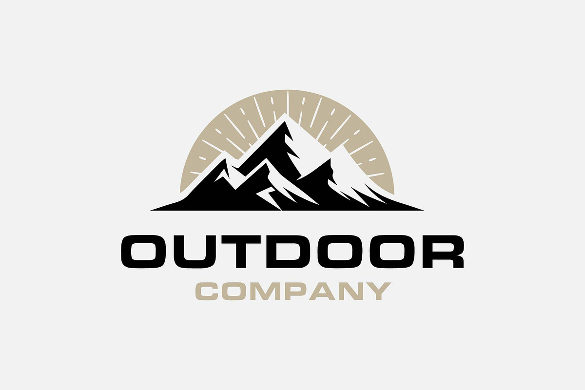 Mountain with sun for outdoor logo, a Branding & Logo Template by funpixel