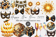 Happy New Year 2025 Clipart, an Illustration by Designworld (Thumbnail 1 of 5)