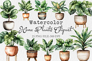 Watercolor Home Plants Clipart, an Illustration by Libby Wishes (Thumbnail 1 of 7)