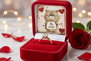 Whimsical Valentine Cat Clipart PNG, an Animal Illustration by maryamdesignarts (Thumbnail 10 of 12)