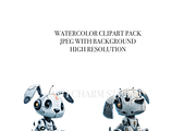 Robotic Puppy Clipart Set, a Decorative Illustration by Pati Charm Studio (Thumbnail 5 of 8)