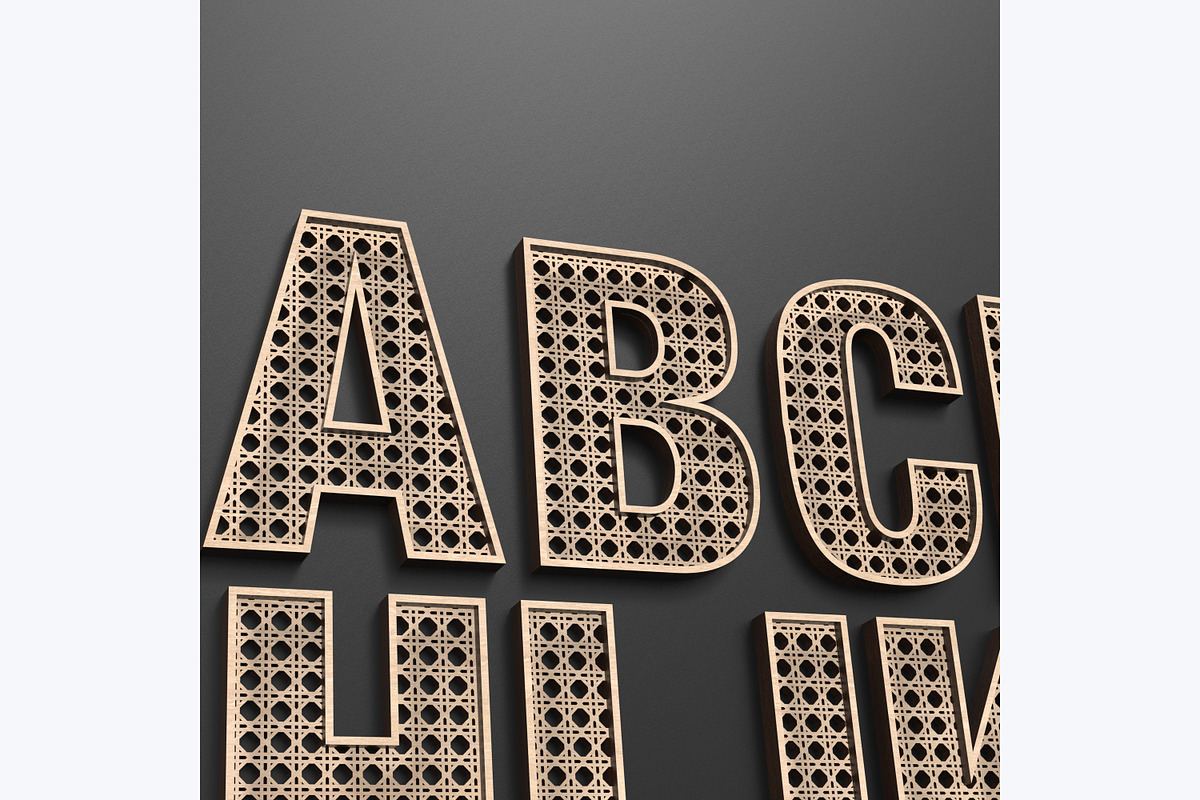A-Z Rattan Alphabet Letters Laser Svg