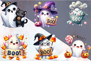 Watercolor Cute Boo Halloween Clipar, an Illustration by SVGArt (Thumbnail 6 of 8)