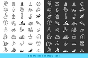 Spa Massage Therapy Cosmetics Icons.