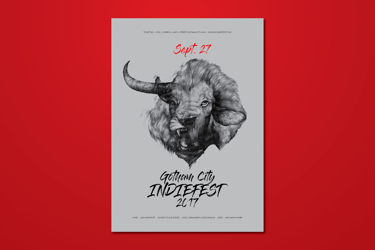 Hand Drawn Buffalo Lion Flyer, a Flyer Template by ashenterprise (Photo 1 of 3)