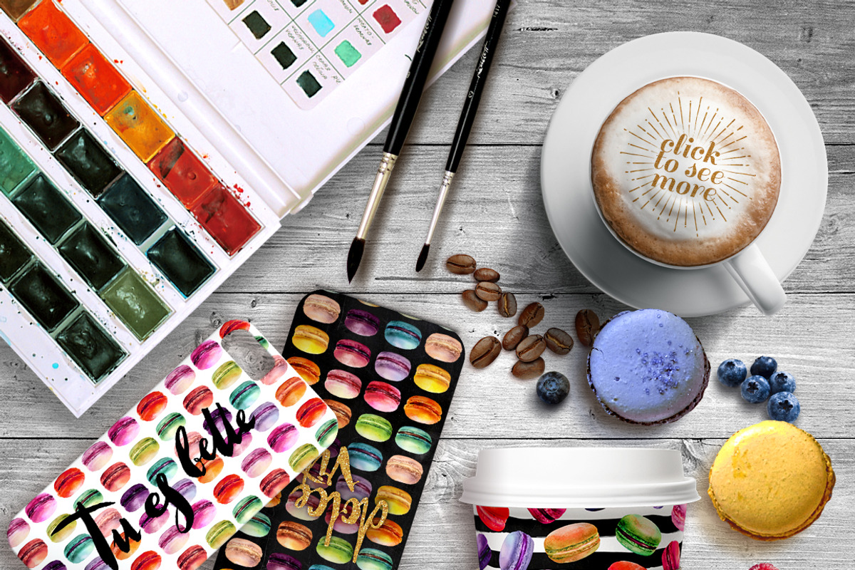 Watercolor Macarons Clipart Set, a Decorative Illustration by Inna Sinano (Photo 5 of 6)