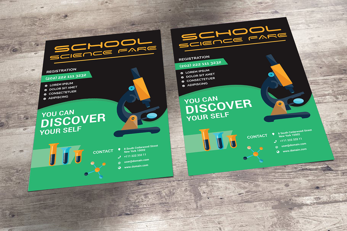 School Science Fair Flyer, a Flyer Template by PenciGraphics