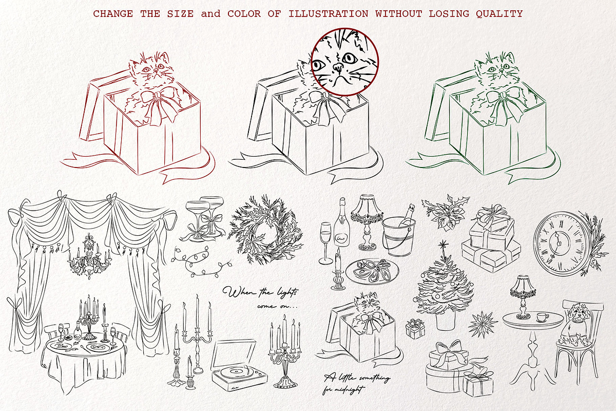 Midnight Town – Winter Line Art, a Seasonal Illustration by Mio Buono (Photo 16 of 18)
