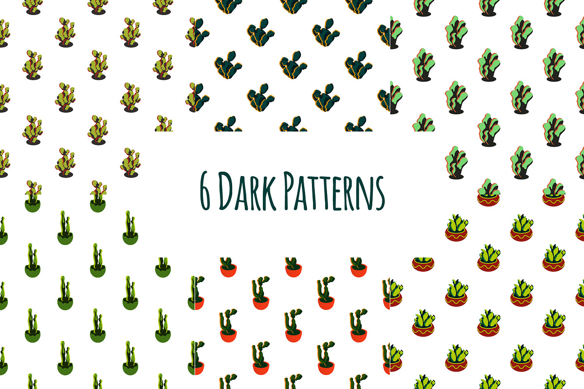 12 surreal cacti seamless patterns, a Pattern Graphic by HelenaCreatures