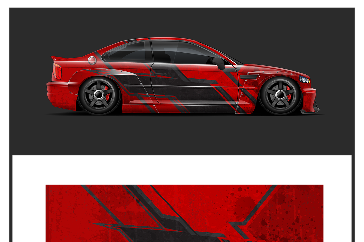 Dynamic Red Racing Car Wrap, an Object Illustration by CarWrap design (Photo 3 of 4)