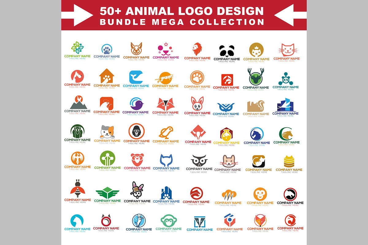 Big set animal logo creative simple, a Branding & Logo Template by ArmanHossen75