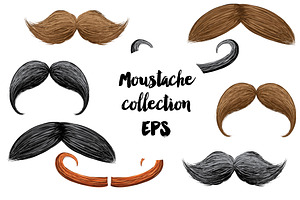 Stylish Moustache Vector Set