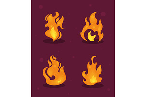 fire flames four icons, an Object Illustration by studiogstock