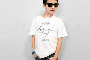 Kids T-shirt Mockup Boy White Shirt