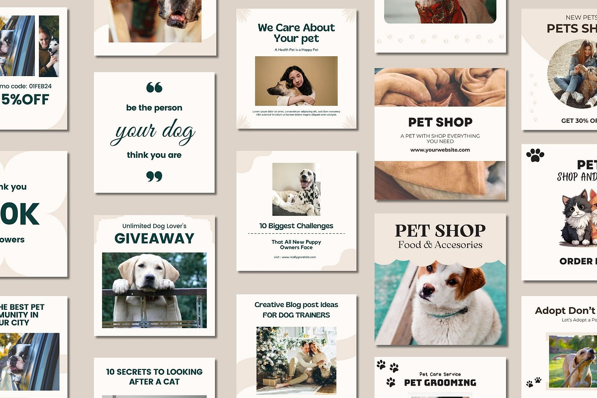 Pet Shop Social Media Post Templates, a Social Media Template by BoontenStudio (Photo 2 of 7)