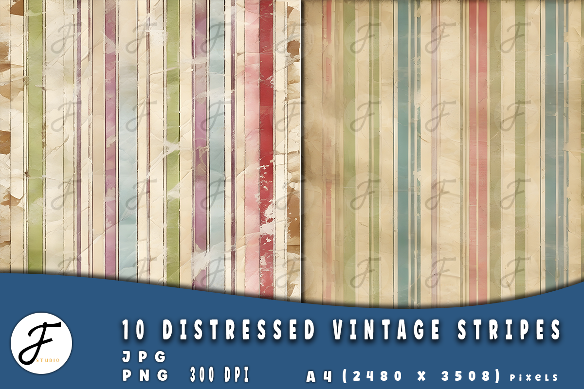 Distressed Vintage Stripes, a Texture Illustration by Joaquin Fernandez Studio (Photo 3 of 6)