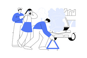 Car problem isolated cartoon vector, a Person Illustration by Visual Generation