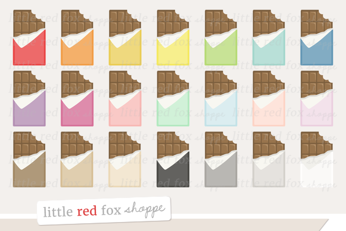 Bitten Chocolate Bar Clipart, an Illustration by Little Red Fox Shoppe