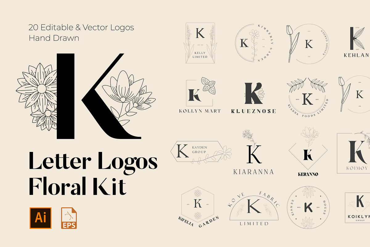 520 A to Z Floral Logos Bundle, a Branding & Logo Template by AN Productions (Photo 81 of 223)