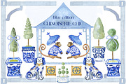 Chinoiserie Blue Watercolor, a Decorative Illustration by LABFcreations (Thumbnail 1 of 10)