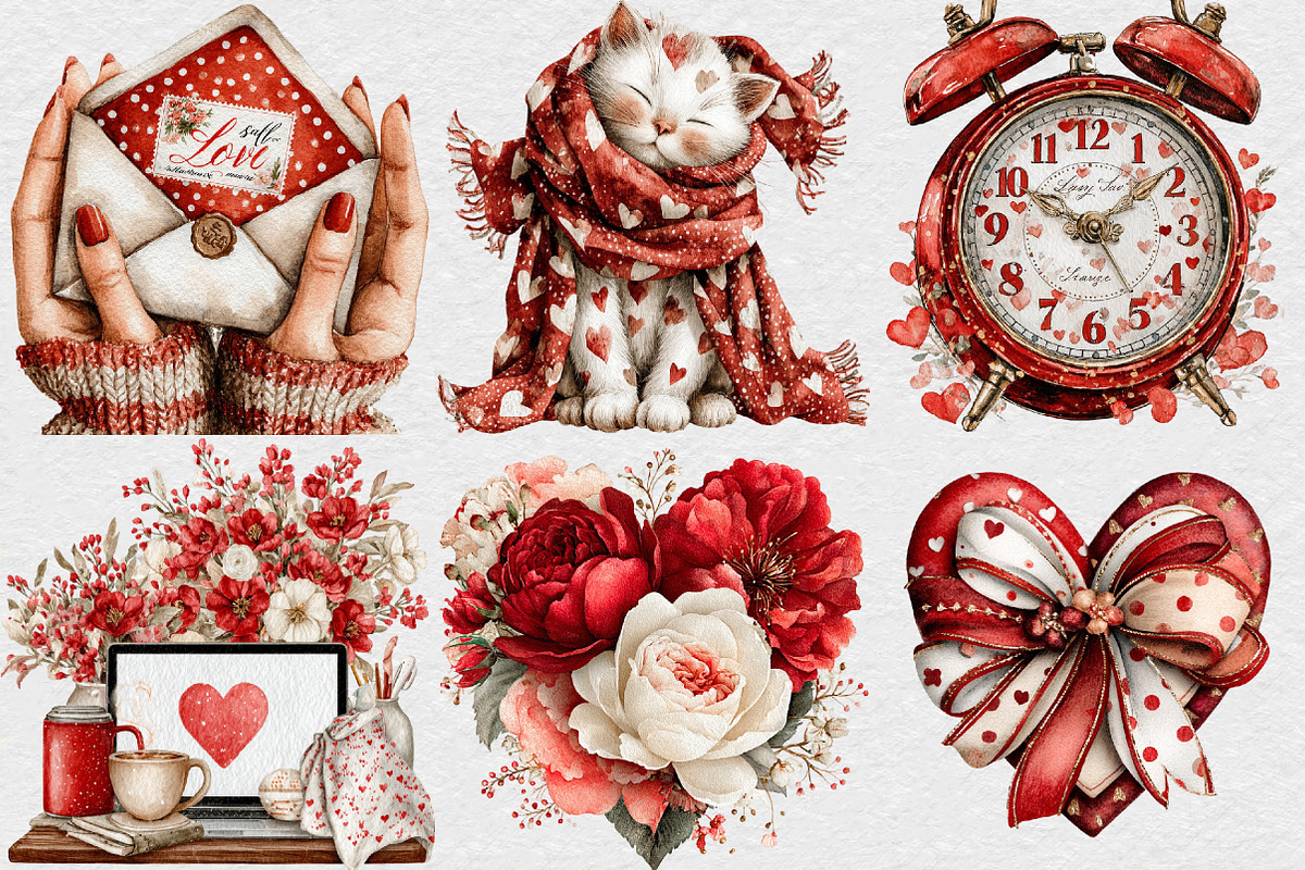 Valentine's Day Clipart Bundle, an Illustration by DreamCafeArt (Photo 3 of 6)
