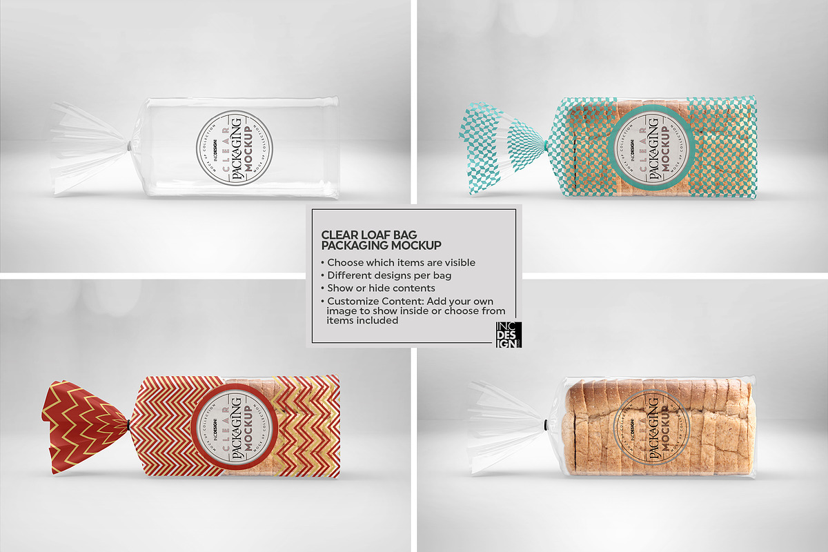 Clear Loaf/BreadBag Packaging Mockup, a Cups & Container Mockup by INCDesign (Photo 4 of 10)