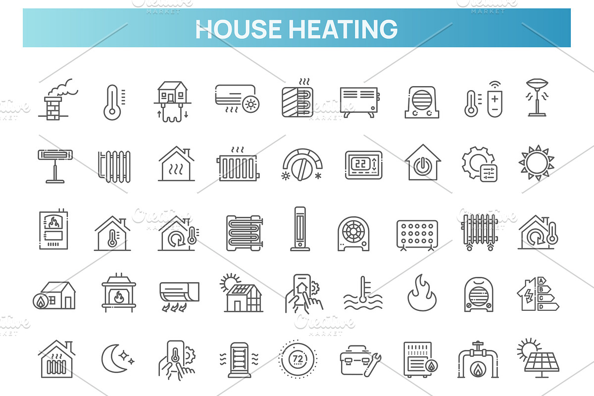 Home Heating Icon collection, an Outline Icon by Tettygreen (Photo 1 of 2)