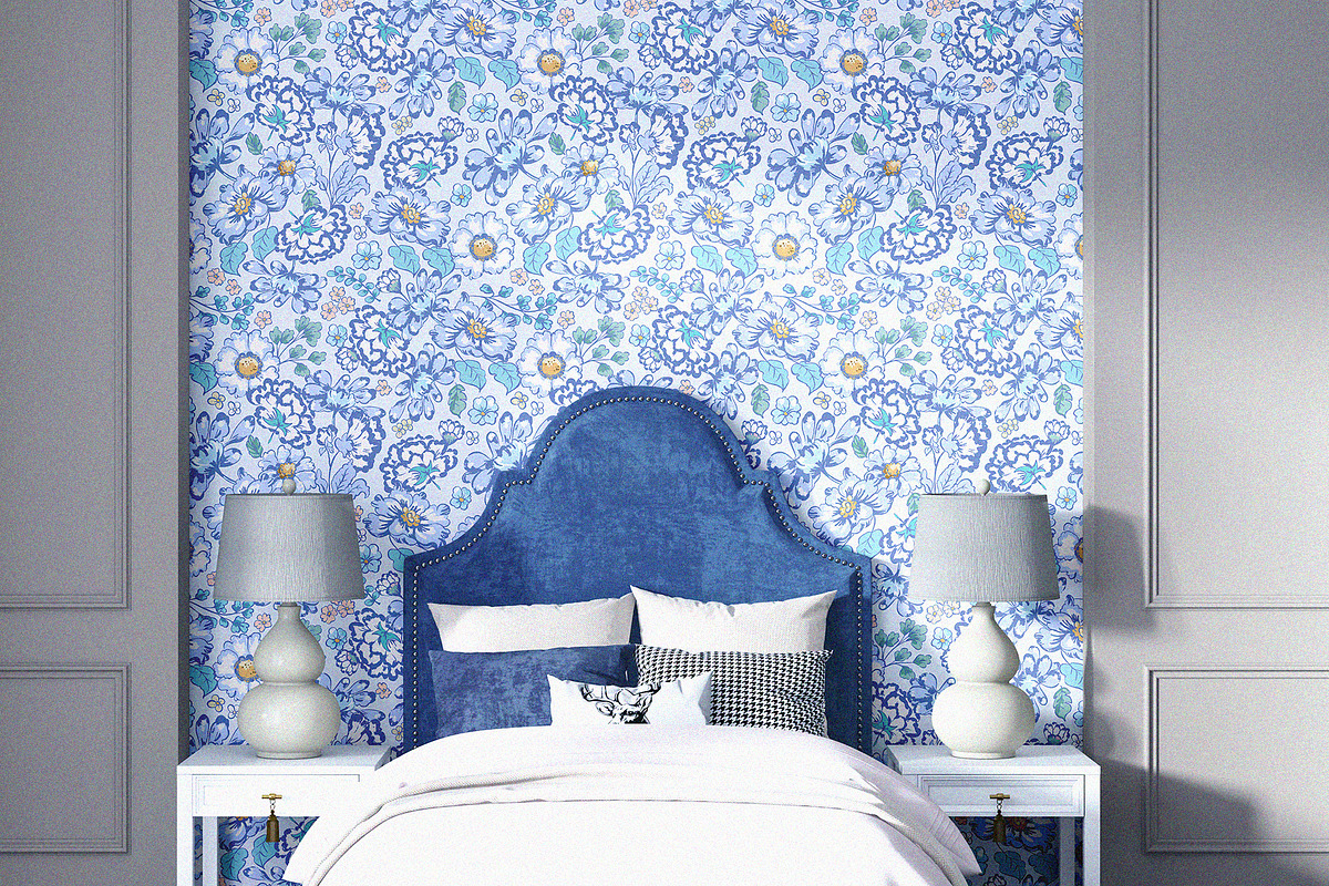 Blue Floral Seamless Pattern, a Pattern Graphic by MuseBloomDesigns (Photo 5 of 6)